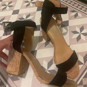 Dolce vita cork black suede sandals